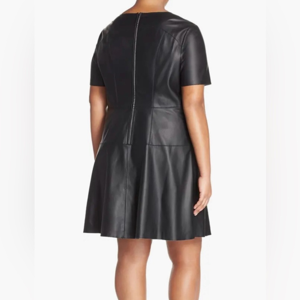 3X Black Vegan Leather Dress